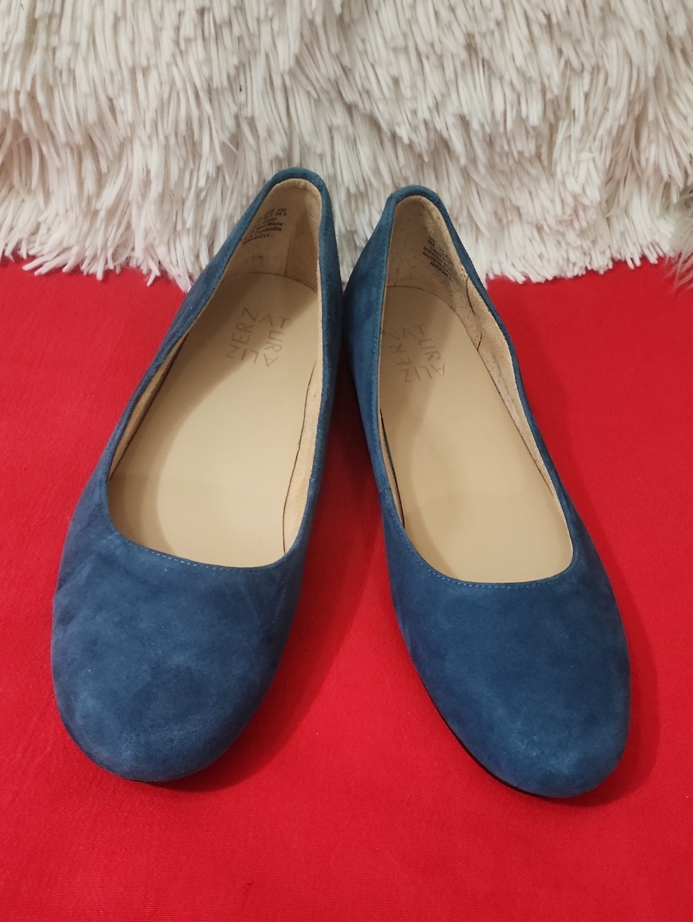 Naturalizer Maxwell Ocean Blue Suede Round-Toe Ballet Flats